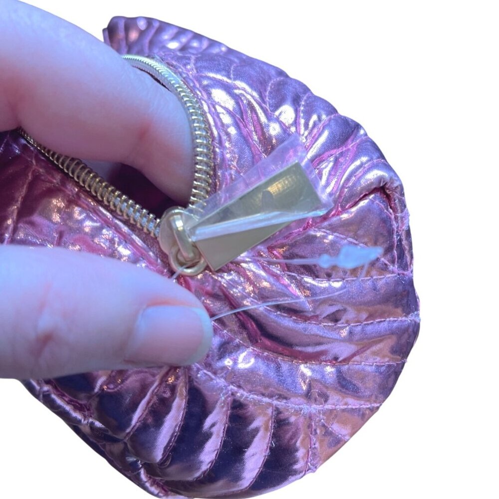 Ulta Beauty Cosmetic Makeup Pouch Metallic Pink Quilted Jewelry Bag New - Picture 6 of 7